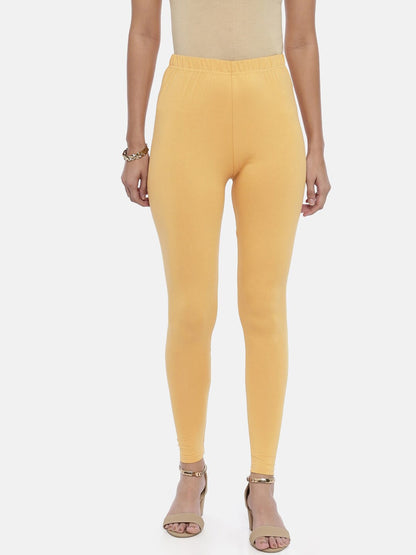 Souchii Beige Solid Slim-Fit Ankle-Length Leggings