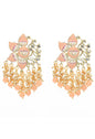 Mominos Fashion Johar Kamal Gold-Polished Kundan Peach Meenakari Earrings