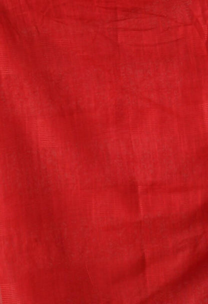 Mominos Fashion Moeza Red Bhagalpuri Handloom 8 Line Ghichha Silk Saree with unstitched Blouse piece