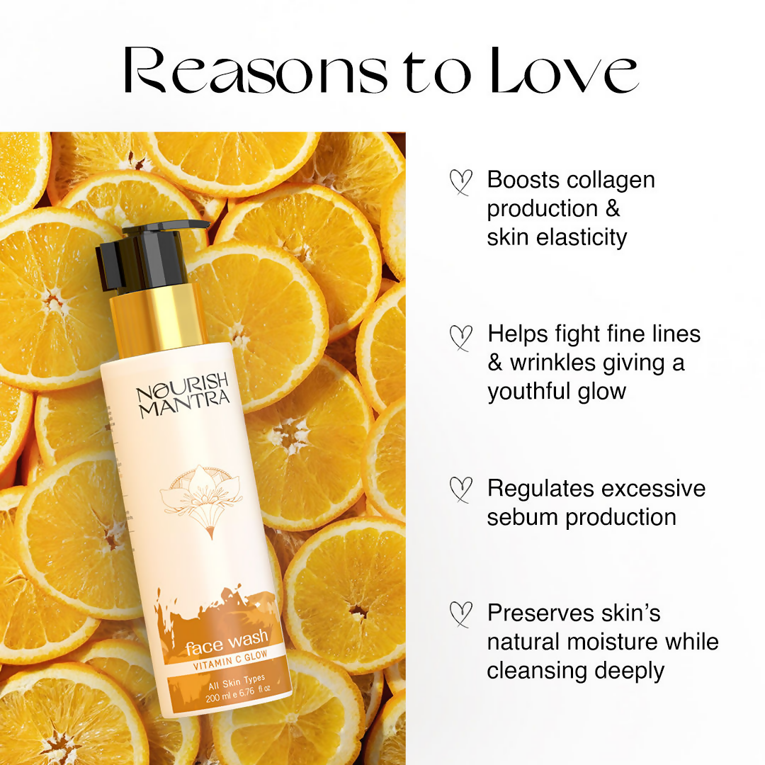 Nourish Mantra Vitamin C Glow Face Wash with Vitamin C, Aloe Vera, & Vitamin E