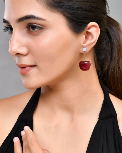 VOJ Gold-Polished Cherry Drop Earrings