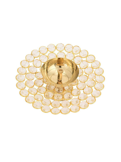 Craftvatika Gold-Toned Crystal Akhand Diya Oil Puja Lamp