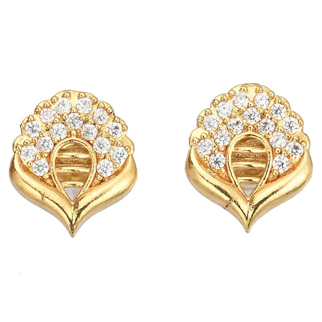 AanyaCentric Gold-Polished Short Mangalsutra Set with Earrings