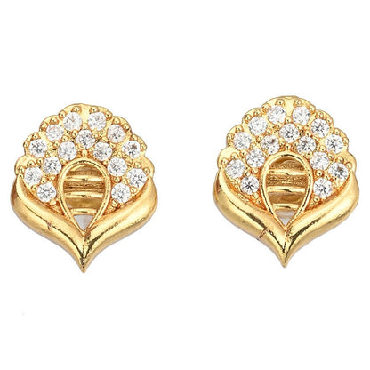 AanyaCentric Gold-Polished Short Mangalsutra Set with Earrings