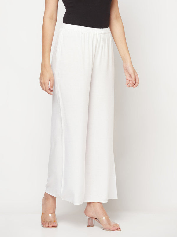 Indian Clothing Aniyah Rayon Flared Slip-On White Palazzo