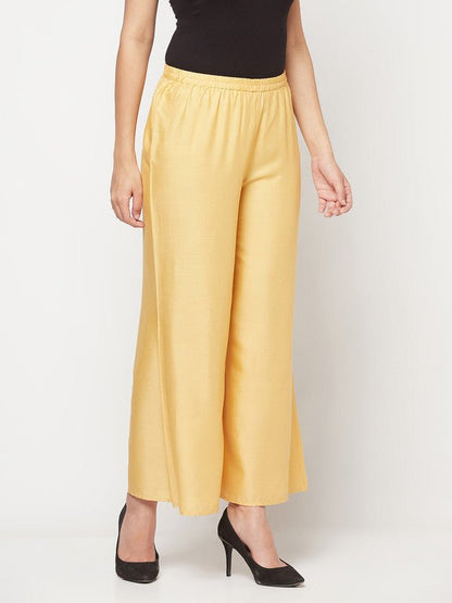 Aniyah Rayon Flared Slip-On Golden-Beige Palazzo
