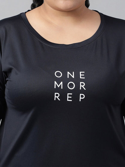 MKH Plus Size Typography Printed Drop Shoulder Sleeves Dri-FIT Relaxed Fit Sports T-shirt