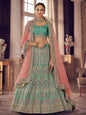 Myra Turquoise Organza Embroidered Designer Lehenga