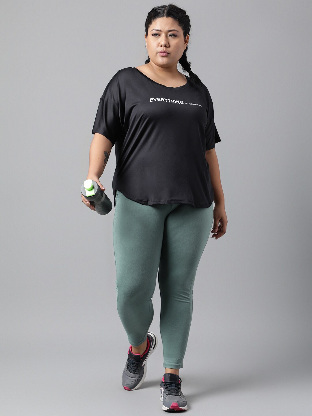 MKH Plus Size Relaxed Fit Typography Printed Drop Shoulder Sleeves Dri-Fit Sports T-shirt