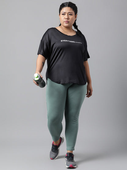 MKH Plus Size Relaxed Fit Typography Printed Drop Shoulder Sleeves Dri-Fit Sports T-shirt