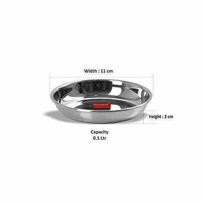 Stainless Steel Heavy Gauge Small Halwa Plates with Mirror finish -  Set of 6pc