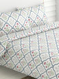 haus & kinder Blue & White Ethnic Motifs 186 TC King Bedsheet with 2 Pillow Covers