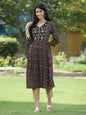 Juniper Black Rayon Festive Printed Flared Kurta For Women