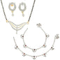 AanyaCentric Gold-Polished Mangalsutra Pendant Earring Set & Silver Plated Anklet