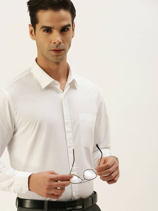 Ramraj Cotton Mens Full Sleeve Formal 100 % Cotton White Shirt