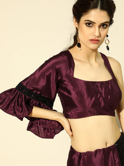 Tikhi Imli Embellished Poly Crepe Saree with Embellished Border