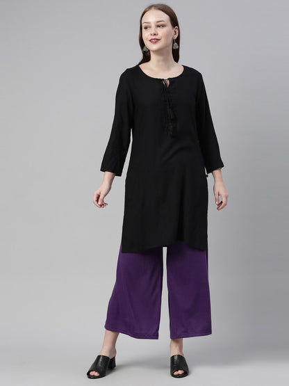 Souchii Violet Solid Wide Leg Palazzo