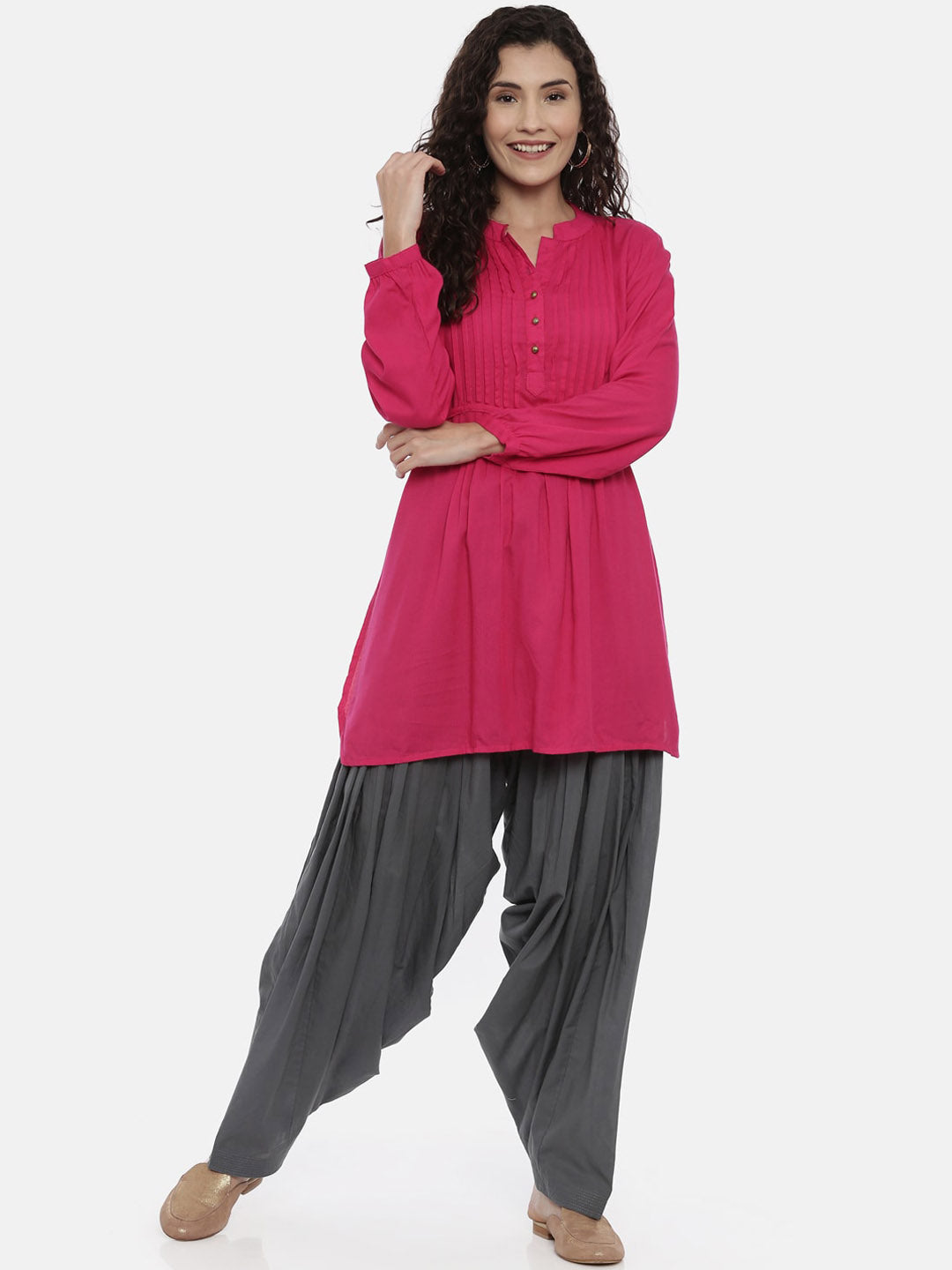 Souchii Women Grey Solid Loose-Fit Patiala