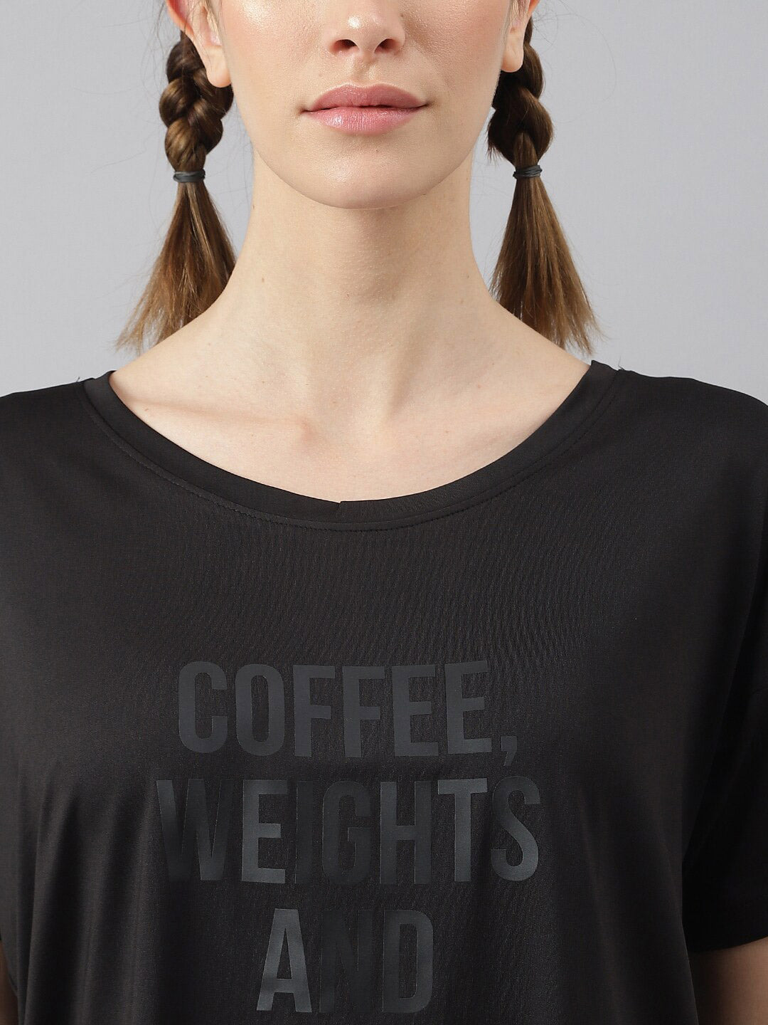 MKH Women Typography Printed Drop-Shoulder Sleeves Dri-FIT Sports T-shirt
