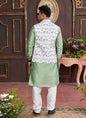 Raivat Ethnic Art Silk Digital Print Work Jacket Set In Multicolour