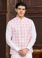 Raivat Ethnic Art Silk Digital Print Work Jacket Set In Pink Colour