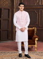 Raivat Ethnic Art Silk Digital Print Work Jacket Set In Pink Colour