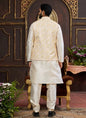 Raivat Ethnic Art Silk Digital Print Work Jacket Set In Light Yellow Colour