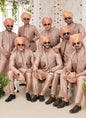 Raivat Ethnic Art Silk Embroidery Work Jacket Set In Peach Colour