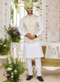 Raivat Ethnic Art Silk Embroidery Work Jacket Set In Off White Colour