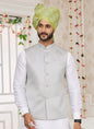 Raivat Ethnic Art Silk Embroidery Work Jacket Set In Grey Colour