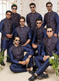 Raivat Ethnic Art Silk Embroidery Work Jacket Set In Blue Colour