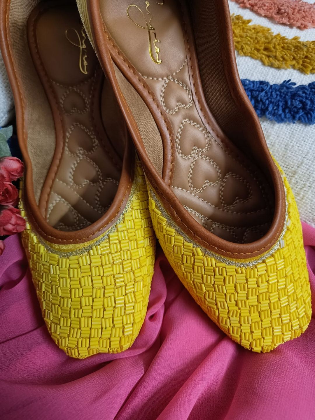 Desi Colour Women Indian Ethnic Footwear-Yellow Pipe