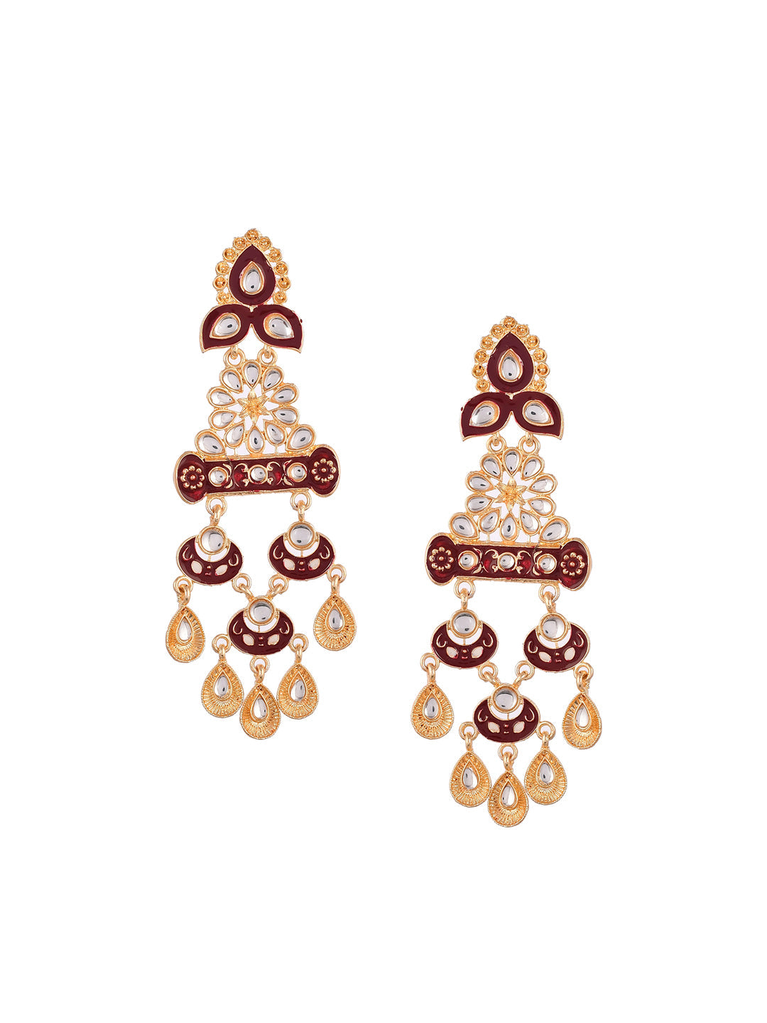Shoshaa Red Contemporary Drop Earrings