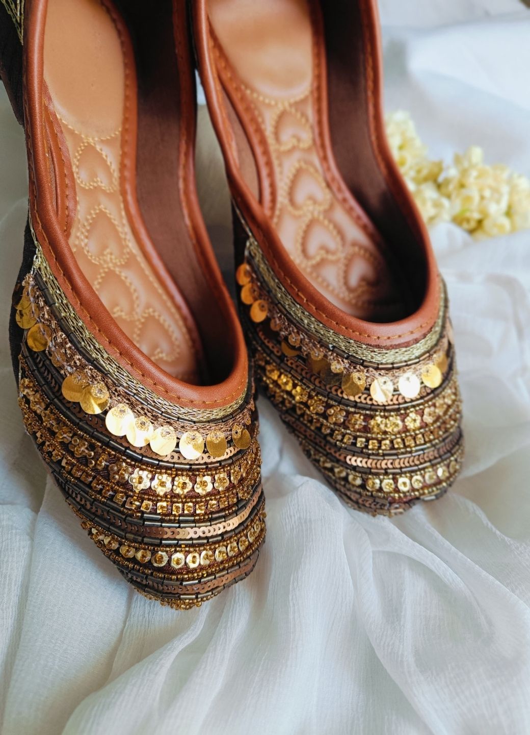 Desi Colour Women Indian Ethnic Footwear-Copper Dabka