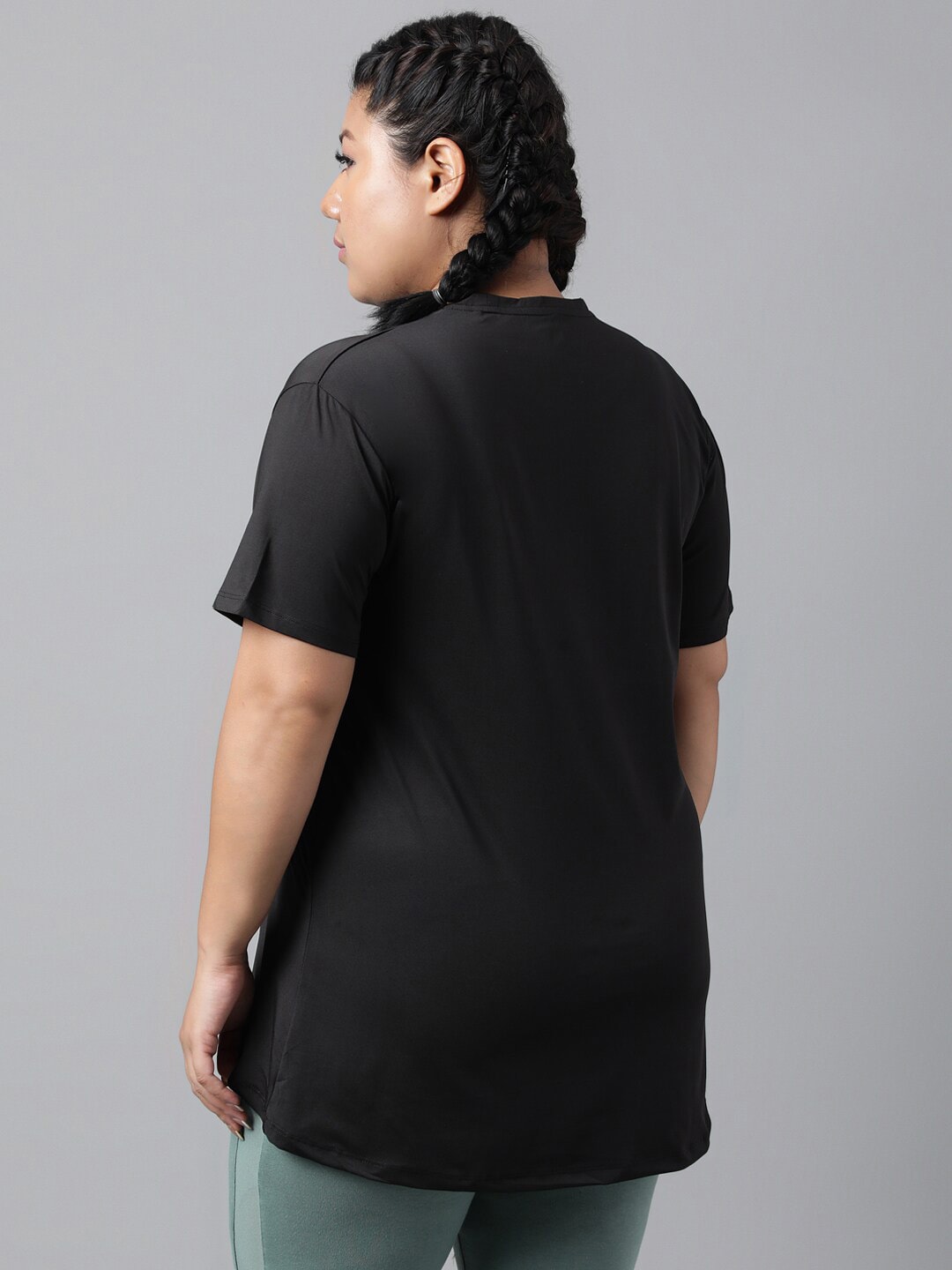 MKH Plus Size Typography Printed Dri-FIT Relaxed Fit Drop-Shoulder Sleeves Gym T-shirt