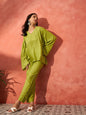 InWeave Pear Green Solid Boho Full Sleeve Co Ord Set