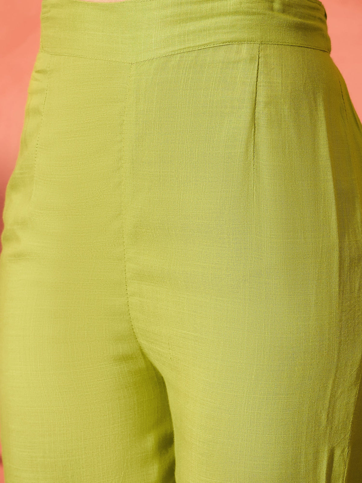 InWeave Pear Green Solid Boho Full Sleeve Co Ord Set