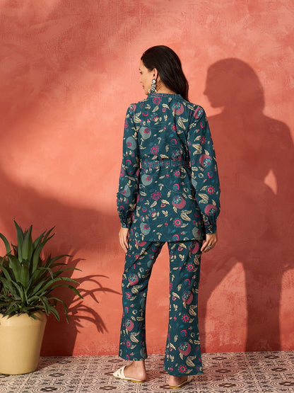 InWeave Blue Kalamkari Co Ord Set