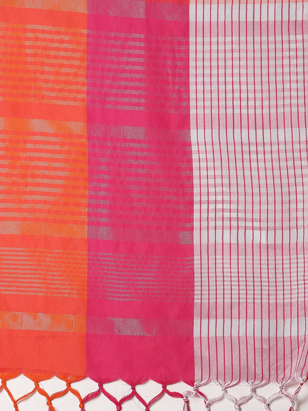 Saree Mall Pink & Orange Checked Saree
