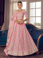 Myra Pink Organza Embroidered Designer Lehenga