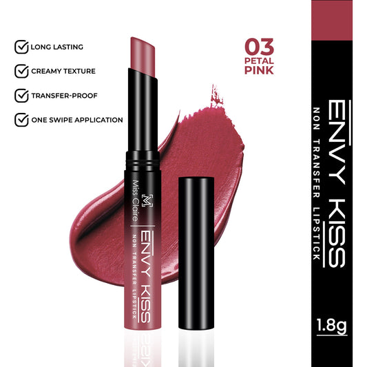 Miss Claire Envy Kiss Non Transfer Lipstick - 03 Petal Pink