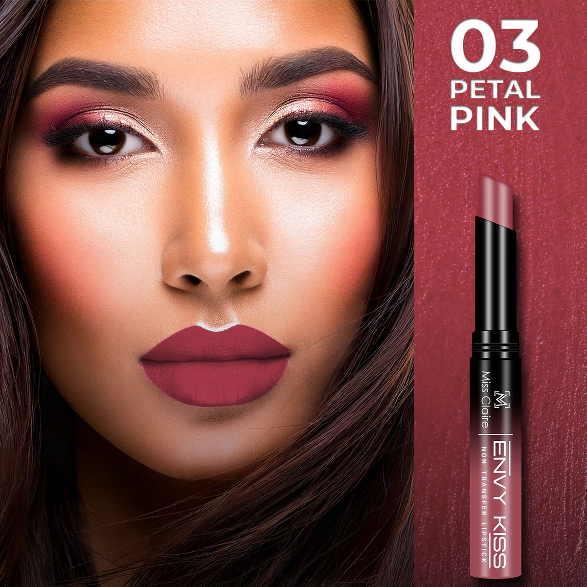 Miss Claire Envy Kiss Non Transfer Lipstick - 03 Petal Pink