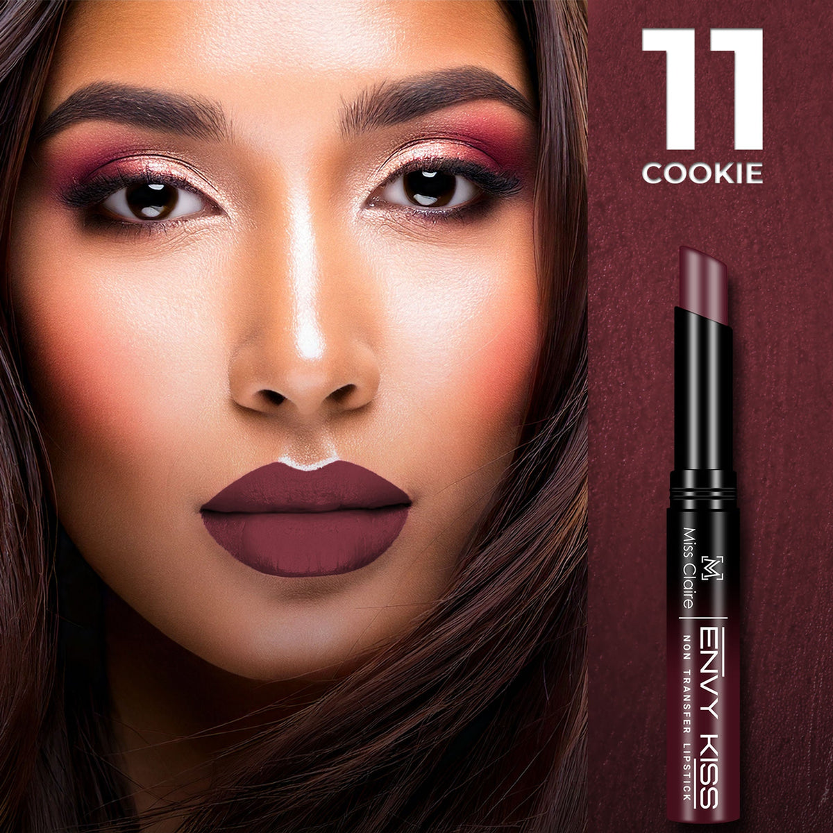 Miss Claire Envy Kiss Non Transfer Lipstick - 11 Cookie
