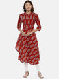 Souchii Maroon Printed A-Line Kurta