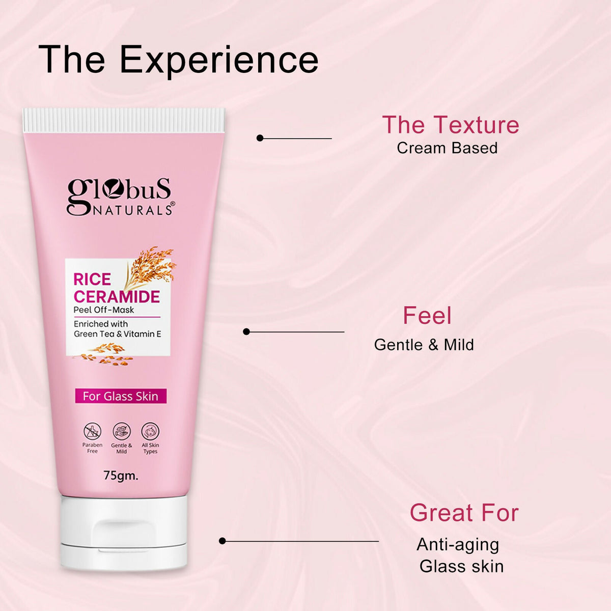 Globus Naturals Rice Ceramide Peel Off Mask, For Korean Glass Skin