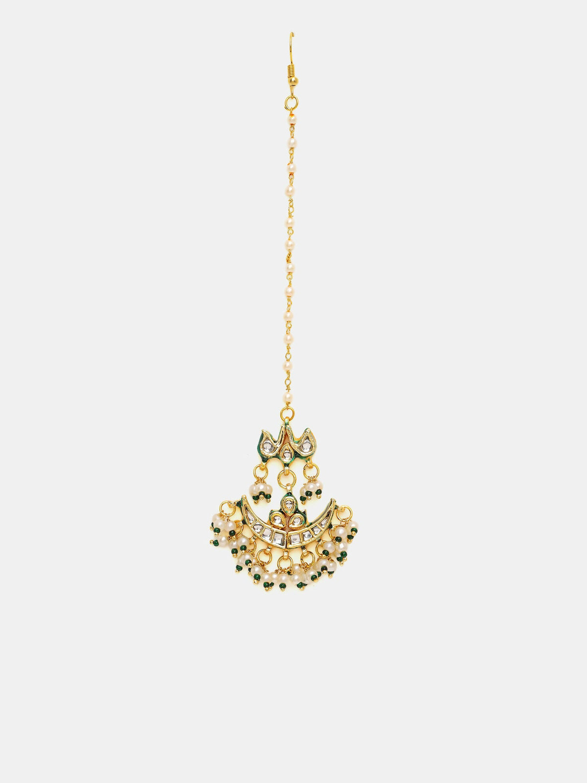 Ruby Raang Gold Polished Gold Kundan Maang Tikka