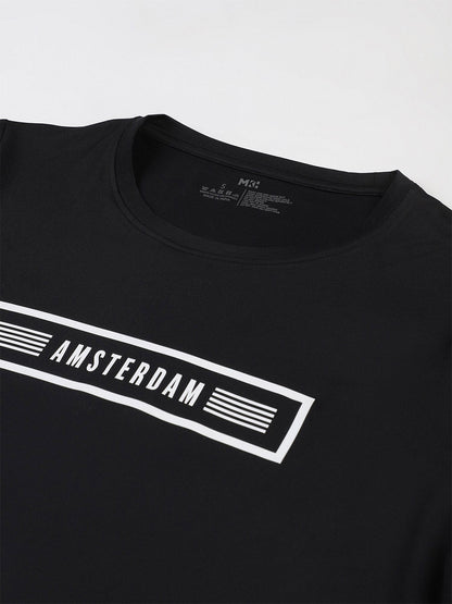 MKH Women Black Typography Printed Round Neck Dri-FIT T-shirt