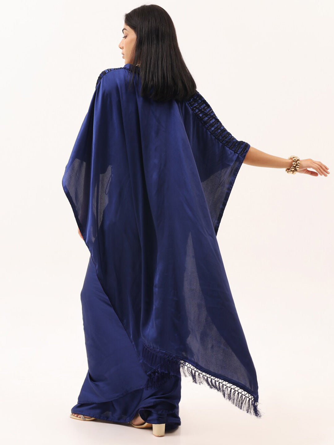 Tikhi Imli Striped Velvet Kaftan Saree