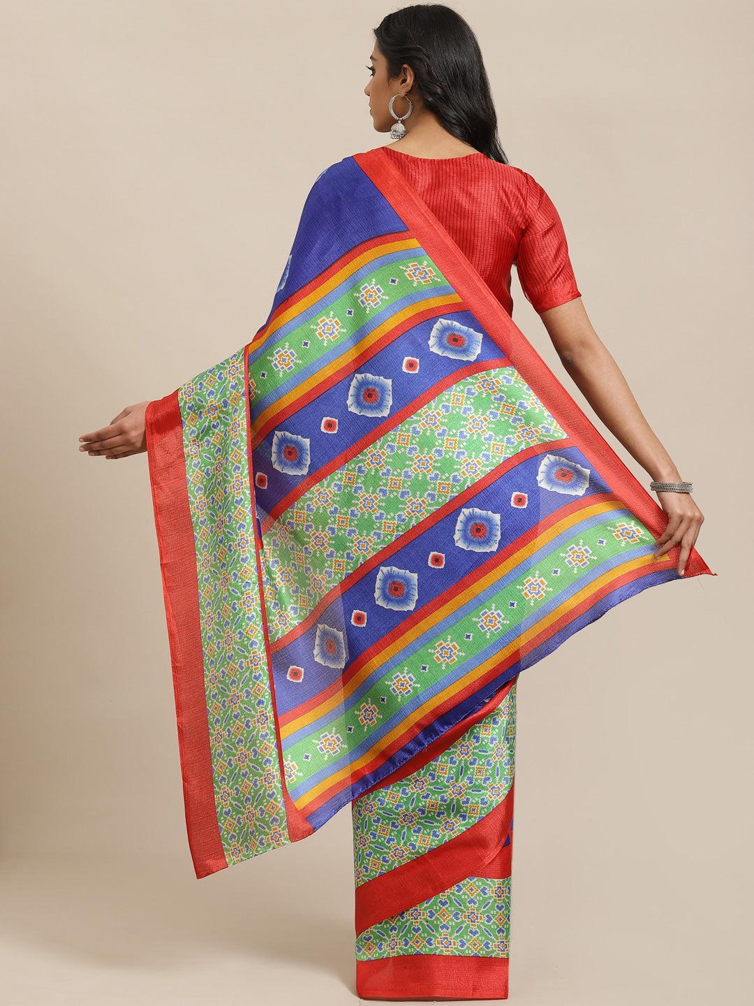 Saree Mall Blue & Off-White Dyed Effect Saree