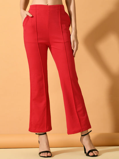 Myshka Women's Pink Flared Party Trouser